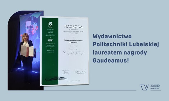 Gaudeamus_grafika i zdjęcie przedstawiciela z nagrodą