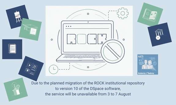 Graphic announcing the temporary unavailability of the ROCK repository (with the logo of ROCK in the centre).