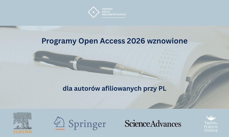 Wznowione programy publikowania otwartego w Elsevier, Springer, T&F i Science Advances